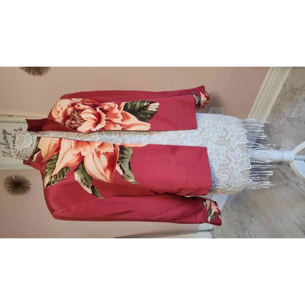 NWT August Silk open blazer jacket pinky red floral 100 sik timeless 4 EEE23 - Picture 3 of 6